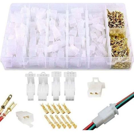 Connecteur Électrique 2,8 mm 2 3 4 6 Broches Mâle/Femelle à Sertir Kit de Cosses pour Moto Vélo Voiture Bateau 200 Pièces 20 Ensembles (1/4)