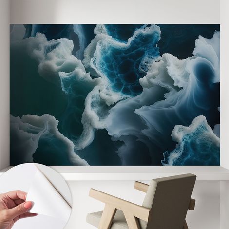 Papier peint autocollant avec imprimé décoratif pour salon et chambre à coucher Installation facile Vagues marines 104x70 cm (1/5)
