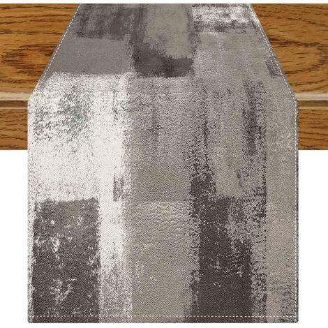 Chemin de Table Gris Décoration Rétro de Ferme Centre de Table Moderne Art Peinture Chemin de Table Boho 40 x 240 cm pour la Decoration Printemps d'automne d'hiver Intérieur (1/5)