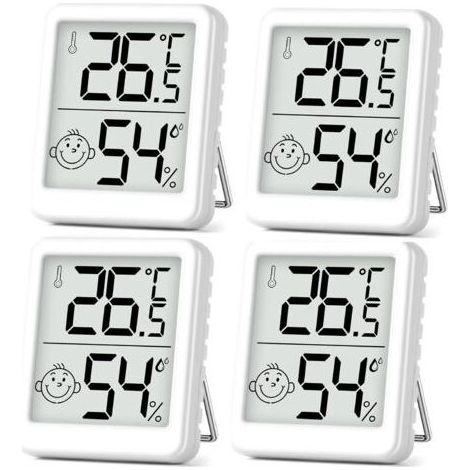 LAPLANC - Hygrometer für den Innenbereich, 4 Stück Mini-LCD-Thermometer mit Smiley-Anzeige für Babyzimmer, Seniorenzimmer, Arbeitszimmer, Weinkeller usw. (1/5)