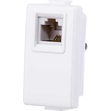 Prise connecteur téléphonique RJ11 compatible Bticino Matix type de connexion K10 couleur Blanc