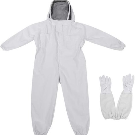 Combinaison de protection apiculture en coton, vêtement apiculteur avec masque et chapeau, veste et équipement apicole, taille L (1/4)