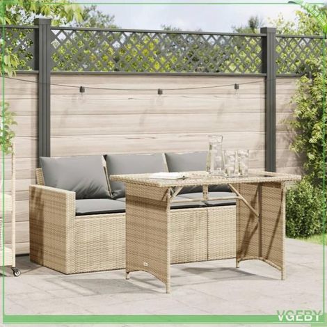 Ensemble de salle à manger de jardin - FAFEICY - 366333 - Beige - Résine tressée (poly rotin) - 3 places (1/5)