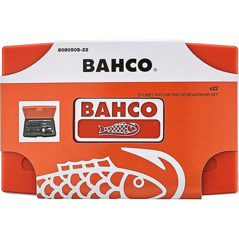 Bahco 808050S-22 Stubby Ratchet Screwdriver Set, 22 Piece BAH808050S22