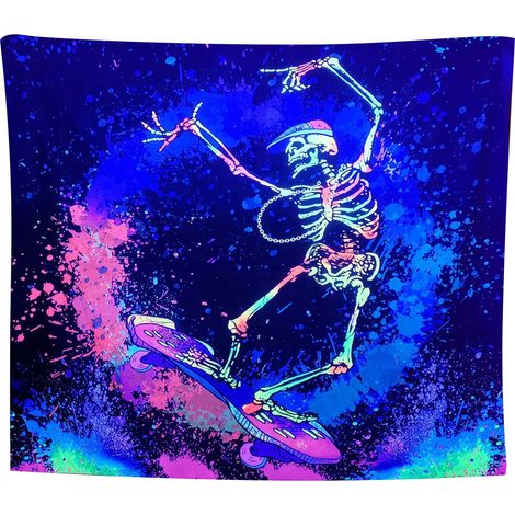 DECORACI脫N DE PARED UV TAPIZ DE IMAGEN FLUORESCENTE REFLECTANTE Esqueleto de pat铆n