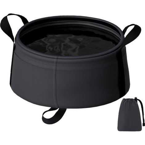 Éviers portables pour caravanes, camping, randonnées, éviers pliables pour pique-niques et voyages, seau de pêche noir (1/5)