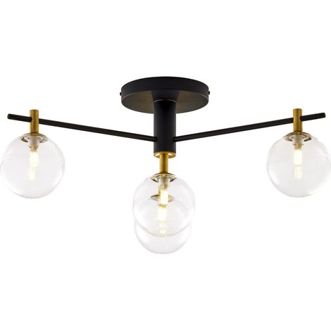 Plafoniera moderna nero-oro sfere vetro 4xG9 Figaro Jupiter (1/5)