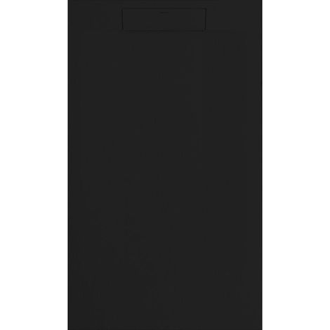 Mineralguss-Duschwanne extra flach SUEZ Schieferoptik SCHWARZ 70x70 cm