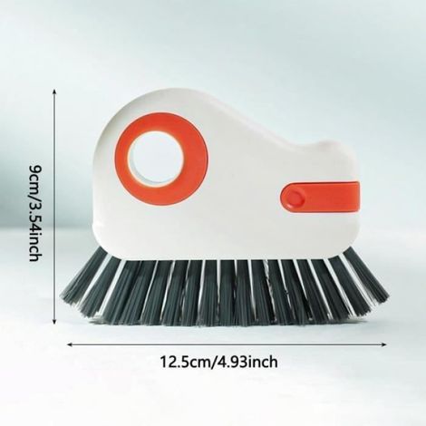 Brosse de nettoyage de rainures 2 en 1 multifonction avec poils durs et grattoir caché, brosse de nettoyage pour joints 1pc(orange) (1/4)