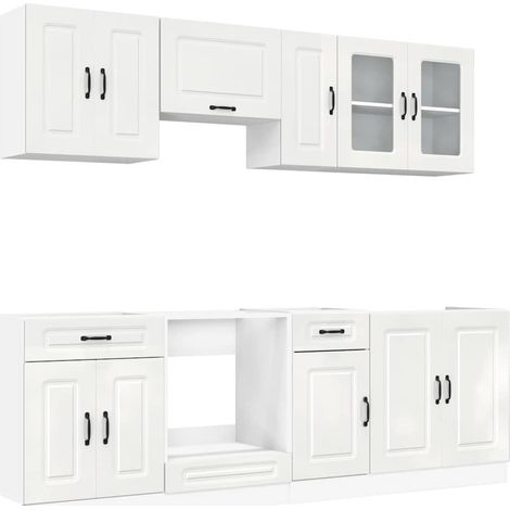 vidaXL Set Mobili da Cucina 8 pz Kalmar Bianchi Lucido in Truciolato (1/5)