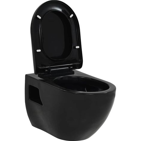 Wall-Hung Toilet Ceramic Black vidaXL (1/5)