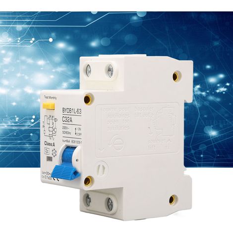 BAOYIBYDB1L-63 C32A 230V 32A Disjoncteur différentiel 30mA 1P+N miniature Disjoncteur différentiel de type A pour montage sur rail DIN (1/5)