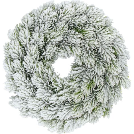 Künstlicher Tannenkranz halbgebunden mit Kunstschnee - 30 cm - Hochwertiger Adventskranz mit naturgetreuen Tannenspitzen