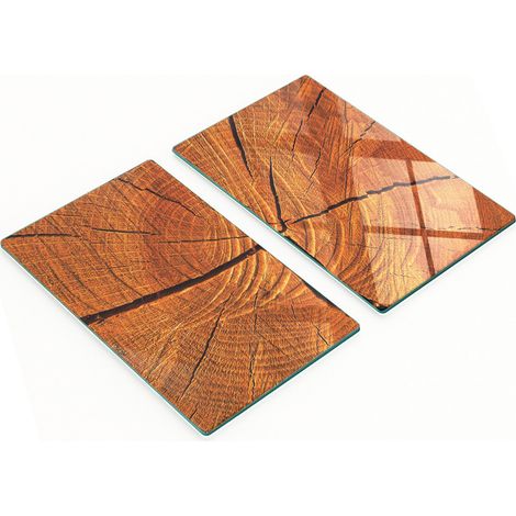 Planches décoratives multifonctionnelles pour la cuisine, en verre et bois marron, 2 x 30 x 52 cm (1/5)