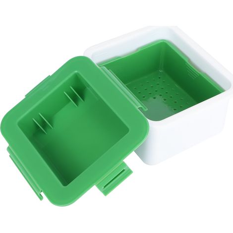 Grün-weiße Tofupresse, PP-Tofuextraktor, manuelles Abtropfgerät für die Küche, Presszubehör. (1/5)