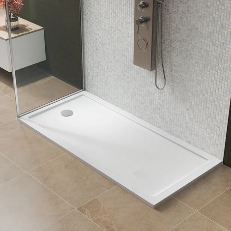 Piatto doccia 80x140 cm bianco lucido bordato in acrilico rinforzato Asteios