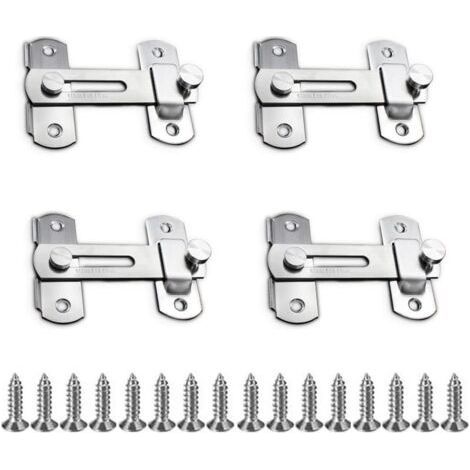 4 Pièces Loquet de Porte, Sécurité Loquet, Coulissant Moraillon, Verrouillage pour Porte en Acier Inoxydable pour Porte, Armoire, Tiroir (1/5)