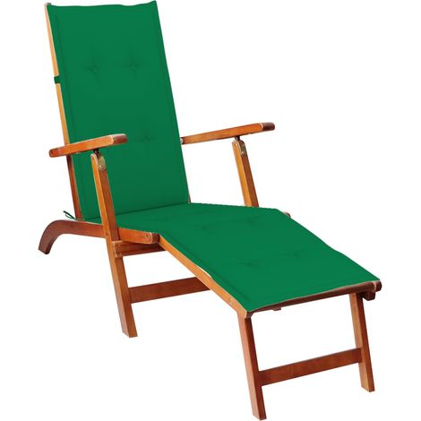 Chaise de terrasse avec repose-pied et coussin Acacia solide 4 (1/5)