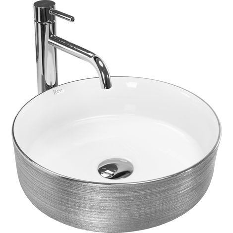 Countertop Basin REA SAMI SILVER BRUSH/WHITE (1/5)