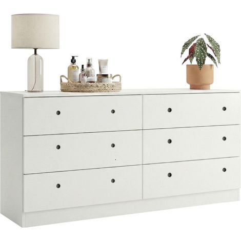 Commode double 6 Tiroirs Blanche L 150.2 H 75.5 P 38.5 cm