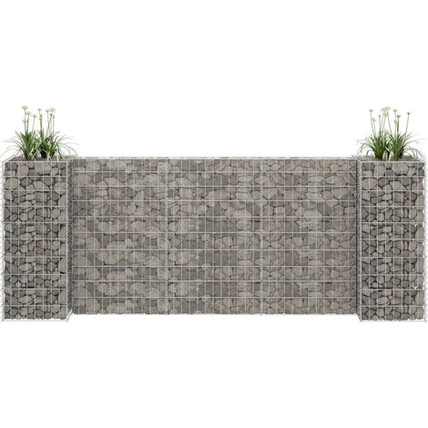 H-förmiger Gabionen-Pflanzkorb Stahldraht 260x40x100 cm