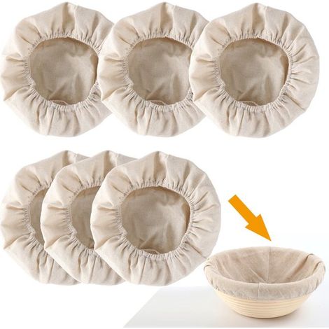 Dieses sechsteilige Set aus Leinen-Brotbackmatten besteht aus runden Matten mit einem Durchmesser von 25 cm und einer Stoffoberfläche.