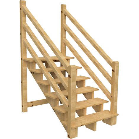 Terrassentreppe VENEZIA mit Treppengeländer beidseitig, 6 Stufen, H105cm B120cm, ohne Setzstzufen