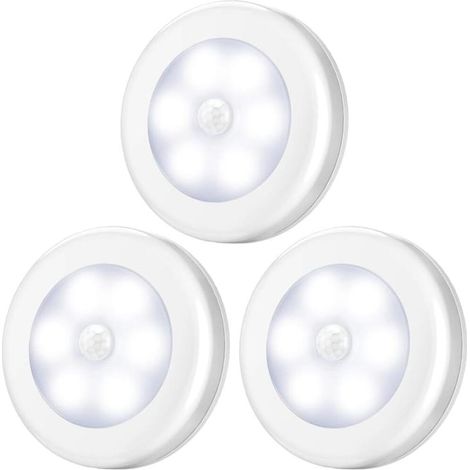 3er-Pack Bewegungsmelderleuchte, LED-Bewegungsmelder, Schrankleuchte, batteriebetrieben (Batterien nicht enthalten) – Weiß (1/5)