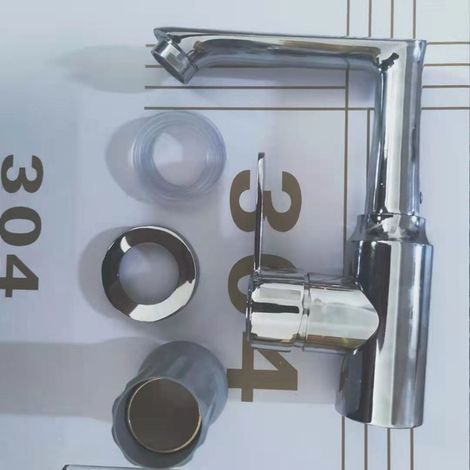 Kitchen splash-proof faucet, hot and cold water combined, suitable for washing sinks, vegetable basins, and dishwashers - electroplated mini model.