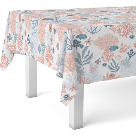 Nappe Toile cirée Lavable rectangulaire 260x140 cm Reef Rouge (1/5)