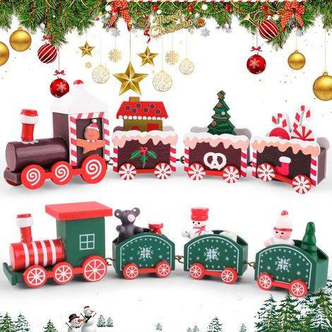 Décoration de Train de Noël Miniature, Décoration de Table de Noël, Cadeau de Noël pour Salon, Salle à Manger, Chambre et Chambre d'Enfants (1/5)