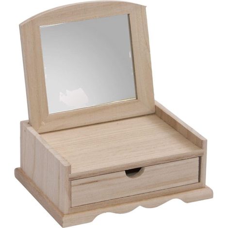 Boîte à bijoux en bois avec miroir, 18 x 15 cm (lot de 5) (1/2)