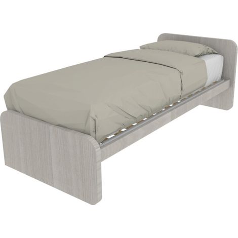 Letto singolo cameretta 80x190 con rete a doghe in acciaio e faggio - Rovere rock (1/5)