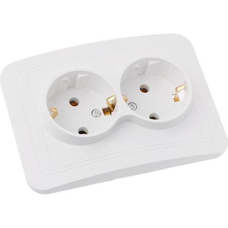 Prise Murale 250 V 16 A à 2 Ports de Type Allemand Électrique Abs Cuivre, Blanc, pour Tablette PC et Ordinateur Portable, Hôtels et Restaurants, Charge Portable (1/5)