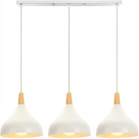 U-Do 3 Têtes Lustre Suspension Luminaire en Métal Blanc E27 20CM Lampe de Plafonde illuminé design Moderne pour Salon Bureau Café (1/4)