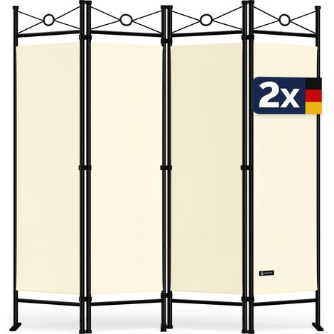 Casaria 2er Set Paravent Lucca 180x163 cm Verstellbar Raumteiler Trennwand Umkleide Sichtschutz Spanische Wand Creme (1/5)