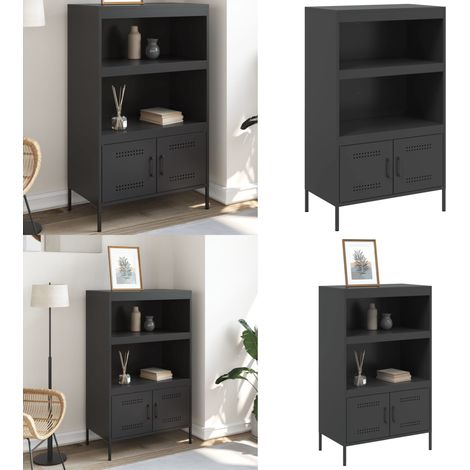 Buffet haut noir 68x39x113 cm acier - Buffet Design Industriel - Meuble Rangement - Armoire Haute - Buffet Noir - Mobilier Salon - Home & Living (1/5)