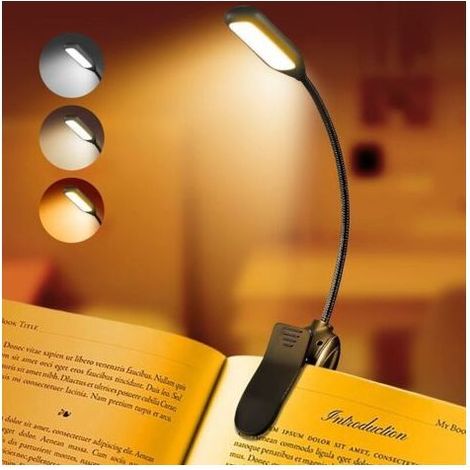 Lampe de lecture rechargeable pour livres, lumière LED pour lire au lit, soin des yeux, luminosité réglable, 3 températures de couleur, autonomie de plus de 20 heures, lampe de lecture USB pour (1/4)