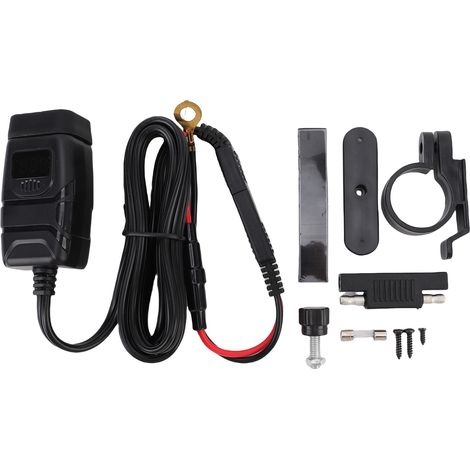 Chargeur téléphone moto USB Type C étanche – Charge rapide guidon avec voltmètre interrupteur tablette rouge, pratique (1/5)