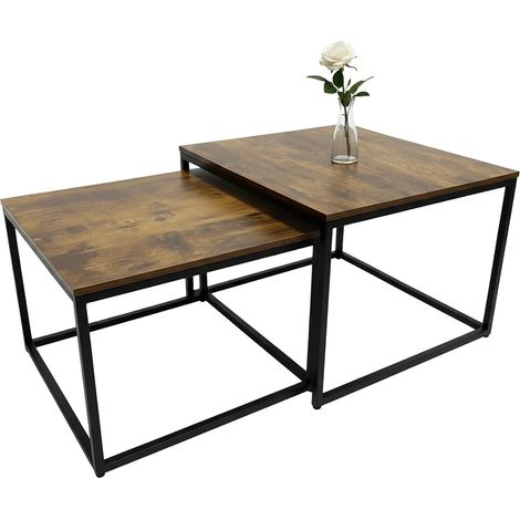 Beistelltische im Industriestil, 2-teiliges Set, Holzoptik