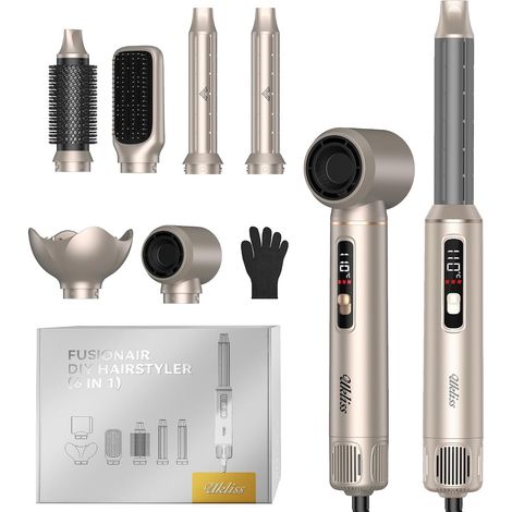 6 in 1 Blow Brush Hair Dryer with Hair Dryer, Air Curling Iron, Hair Styler, Hair Styler, Airbrush Airstyler, Hair Styler, Airstyler Gifts for Women – Gold (1/5)