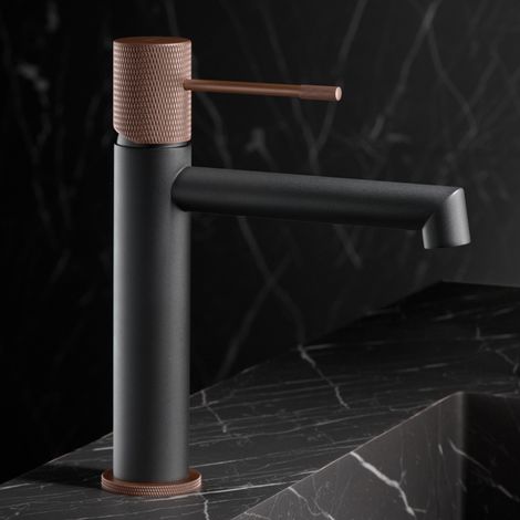 Imex - Grifo Monomando Lavabo Caño Bajo Gris Serie Line (1/4)