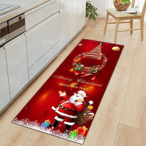 Tapis de Noël 3D Revêtement de Sol antidérapant Impression de Noël Tapis Salon Cuisine de Sol Tapis de Bain Tapis Père Noël (1/4)