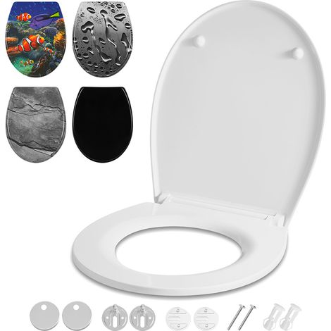 Randaco Toilettendeckel WC-Sitz Klobrille mit Absenkautomatik & Schnellverschluss, aus antibakteriellem Duroplast, werkzeuglose Montage, hohe Tragkraft, Universal Ovalform, Reinweiß Einfarbig mit Quic (1/5)