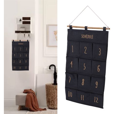 [Wandorganizer mit mehreren Fächern] – [Einfache Organisation] Wandorganizer mit 12 Fächern für Schlafzimmer/Tür, großes Fassungsvermögen (37 x 73 cm), Canvas + Holz (1/5)