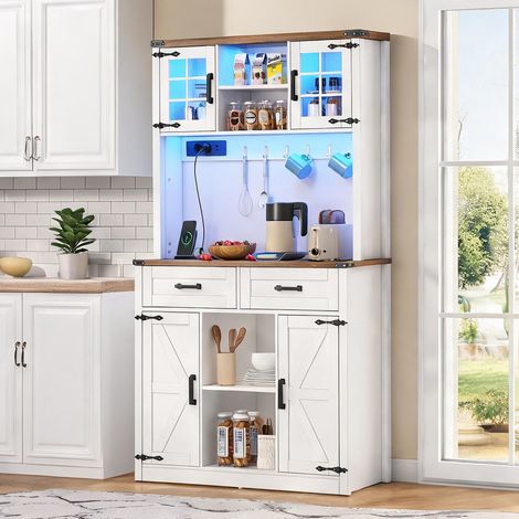 Buffet coloris marron blanc en MDF 100 x 40 x 172 cm (1/5)