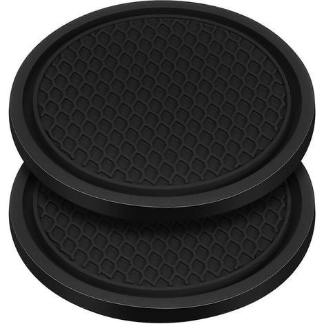 Set mit 2 Silikon-Autountersetzern, universelle Untersetzer für den Fahrzeuginnenraum – 7,00 x 7,00 x 0,50 cm – Schwarz (1/4)