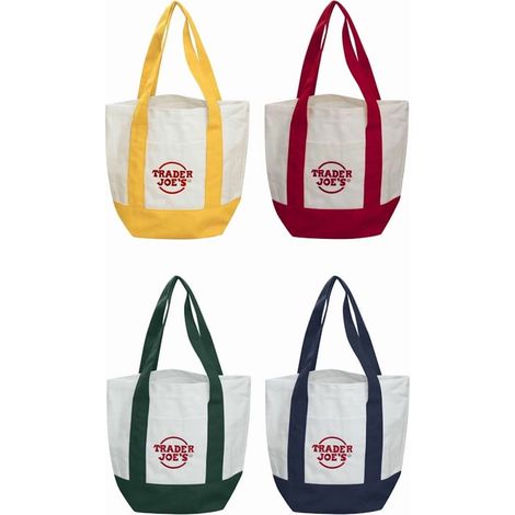 Trader Joe's Tragetaschen, Mini-Tragetaschen aus pastellfarbenem Canvas, 4er-Set, limitierte Auflage, Taschen für Weihnachtsfeiern und Weihnachtssüßigkeiten (1/5)