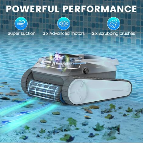 Robot nettoyeur de piscine ABS+PC blanc, paroi et ligne d’eau, pratique au quotidien – MEUBLIV (1/5)