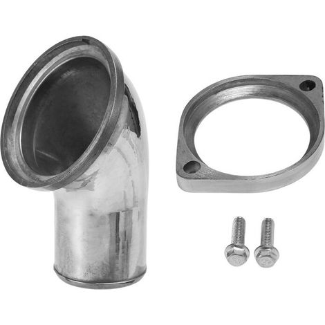SBC BBC 45° Dreh-Thermostatgehäuse mit poliertem Wasserstutzen für Chevrolet V8 350 454 Motoren, Silber